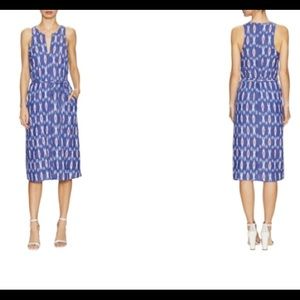Anthropologie Blue Pattern Cotton Racerback Midi XS